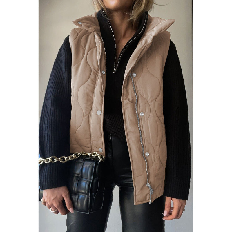 The Replay Quilted Collared Neck Vest with Pockets in Several Colors