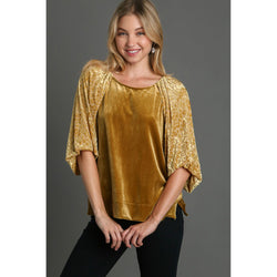 The Rio Gold Leopard Balloon Sleeve Velvet Top