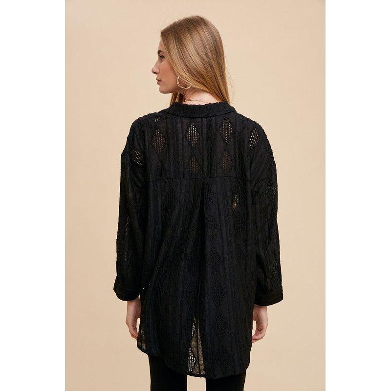 The Openwork Black Button Down Shirt