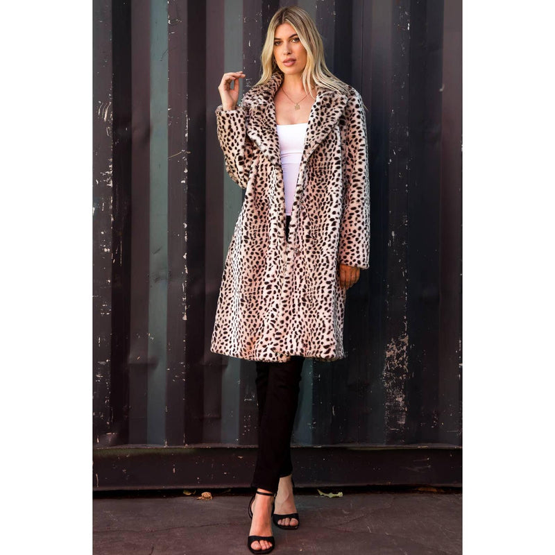 The Vento Leopard Print Faux Fur Coat