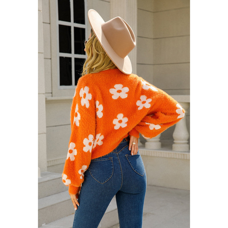 The Floral Open Front Fuzzy Cardigan in Several Colors