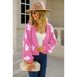 The Floral Open Front Fuzzy Cardigan in Several Colors