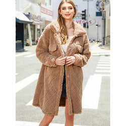 The Telluride Button Up Dropped Shoulder Plush Coat in Camel, Ivory or Black