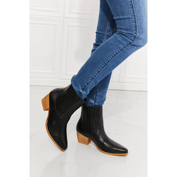 The Black Stacked Heel Western Chelsea Boot