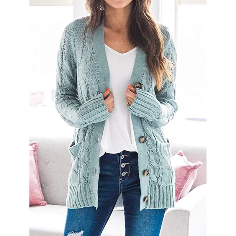 The Classic Cable Knit Buttoned Cardigan with Pockets