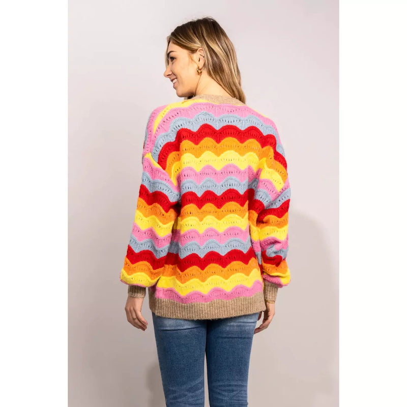 The Rainbow Stripe Dropped Shoulder Open Front Cardigan