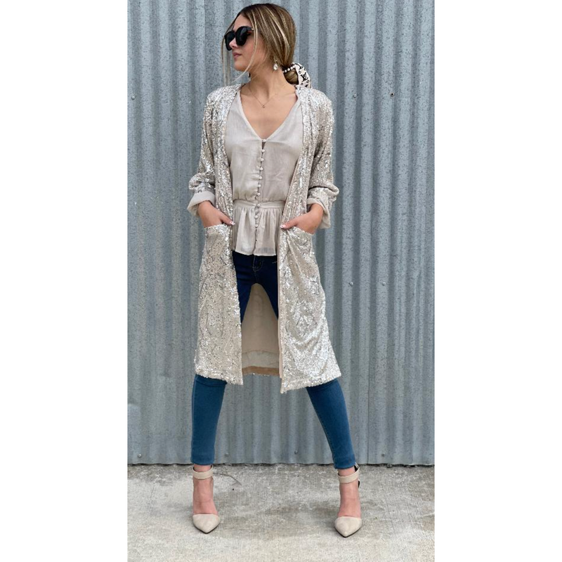 The Zsa Zsa Sequin Duster in Champagne