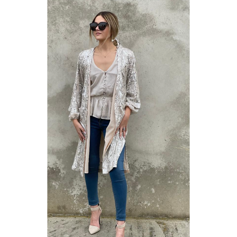 The Zsa Zsa Sequin Duster in Champagne