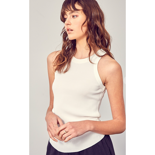 The Giselle White Classic Ribbed Tank Top
