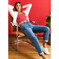 Sale The Ease Stretch Mom Jeans with Rolled Cuffs by Flying Monkey