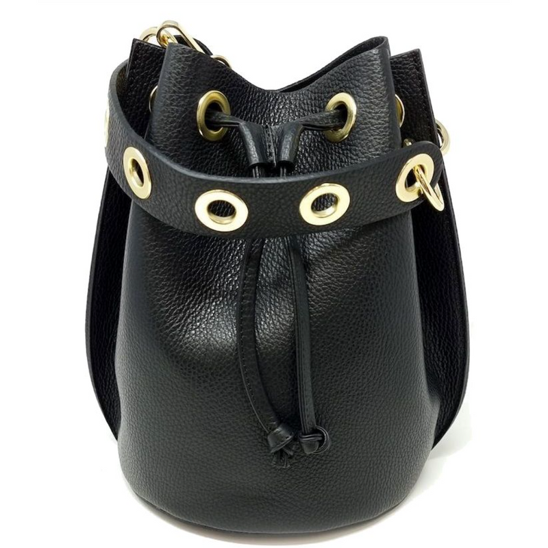 The Leather Luxe Bucket Handbag in Black