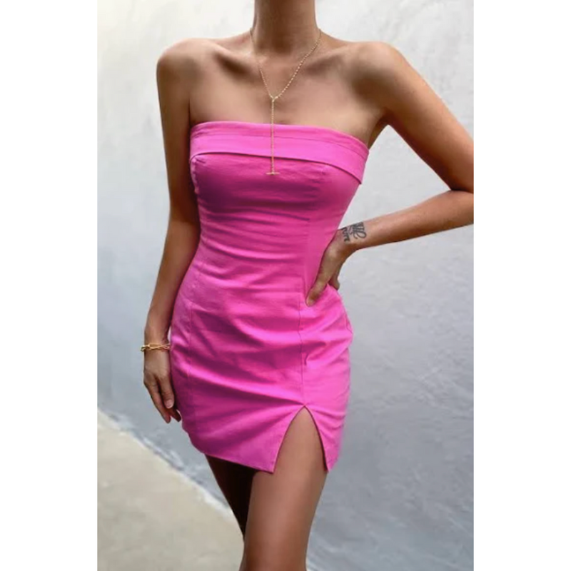 The Allison Pink Strapless Mini Dress