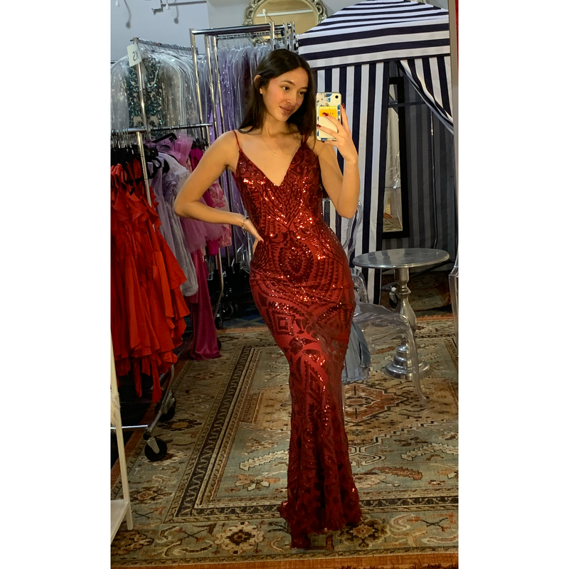 The Center Stage Red Sequin Mermaid Gown