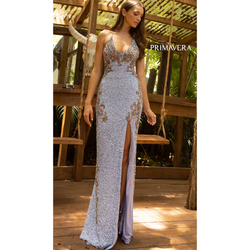 The Josephine Lilac Floral Sequins Embellished Gown