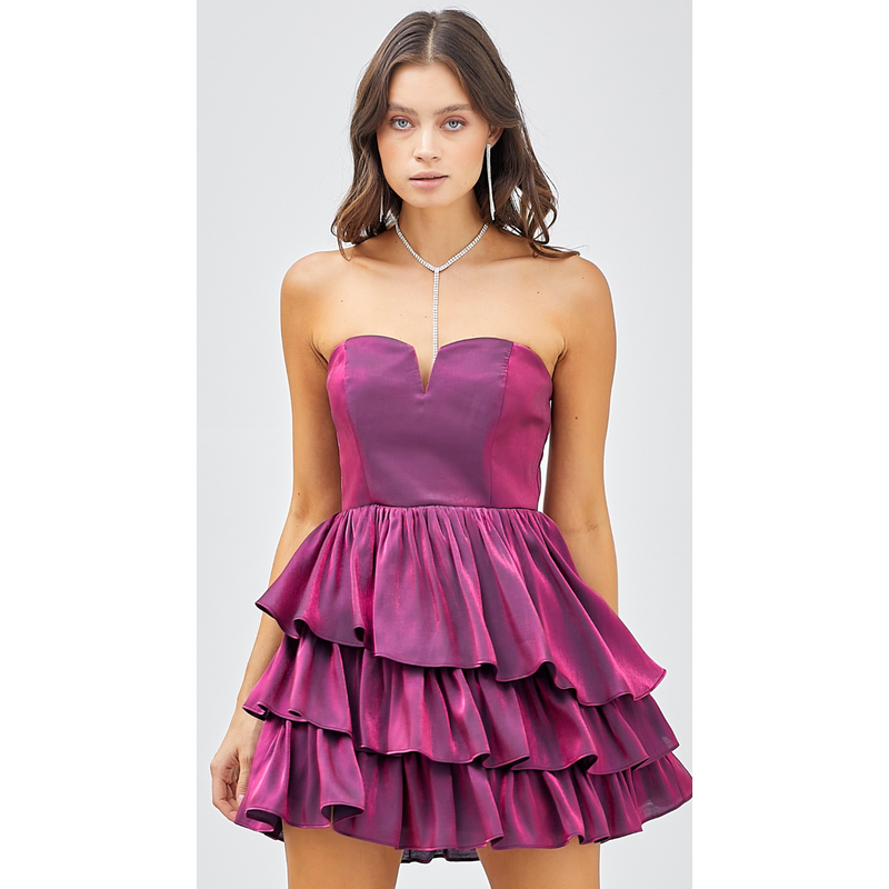 The Nina Berry Strapless Ruffle Mini Dress