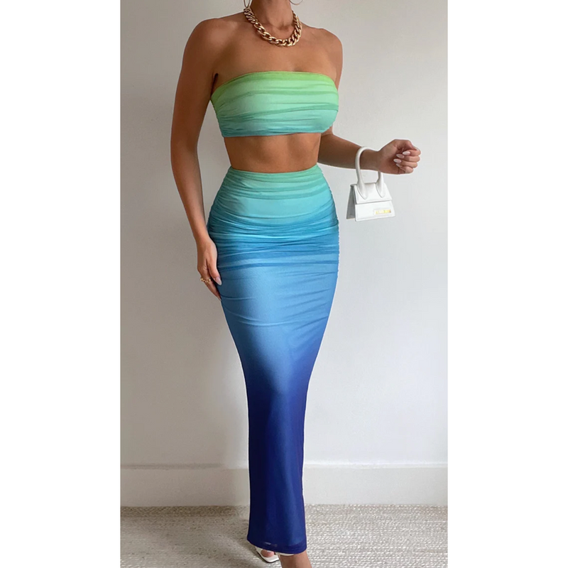 The Morocco Blue/Green Ombre Two Piece Set