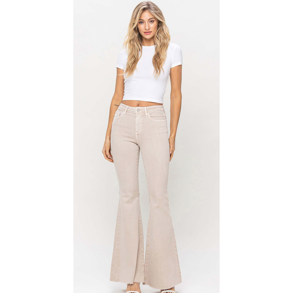 The Winston Biege High Rise Stretch Flare Jeans