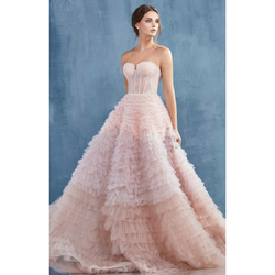 The Monaco Blush Corset Ombre Tulle Gown