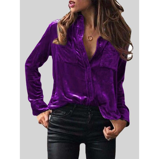 The Velvet Collared Button Up Top in Several Colors